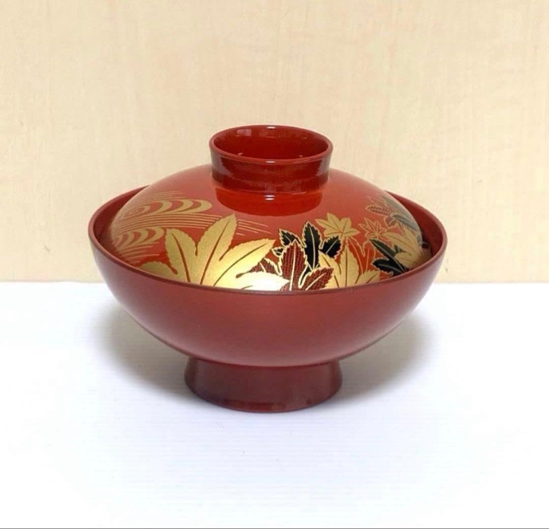 美品　 20客セット　蓋付きお椀　お吸い物碗　漆器　お正月　お祝い　赤色　 Amazon.co.jp: 年末年始 お正月お祝い膳に 蓋付き吸物椀 吸椀 朱赤紅葉